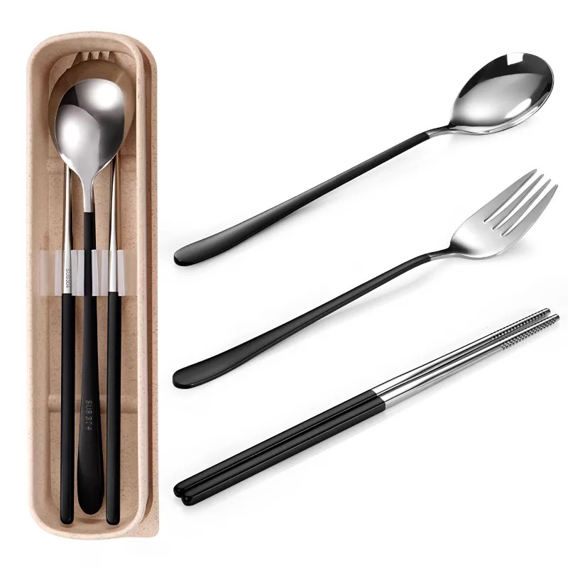 筷子勺子套裝便攜餐具三件套